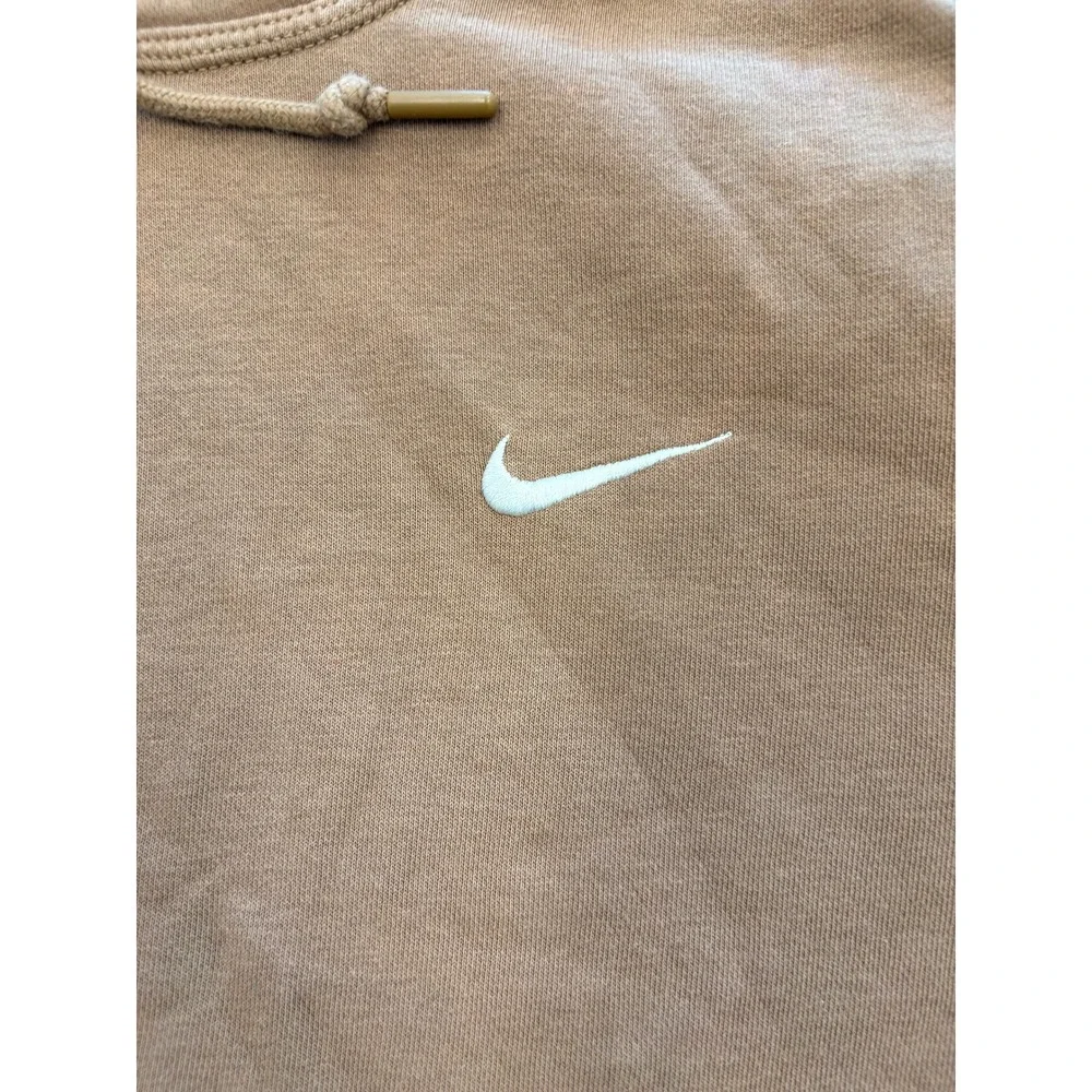 Nike Mini Swoosh Pullover Hoodie Womens Large Beige Brown Sweatshirt
